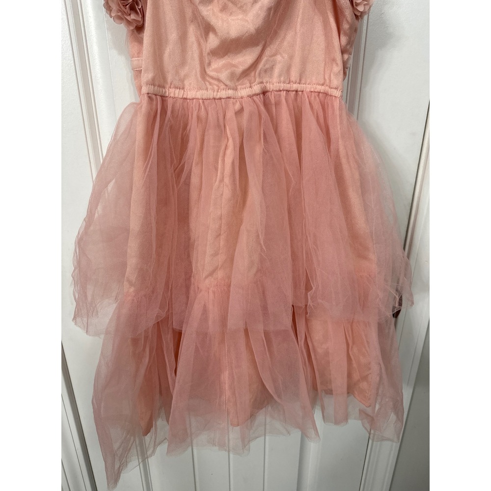 Mable PS I Love You Tulle Dress Blush Pink 3D Floral Tiered Mini Dress Womens M - Picture 7 of 7